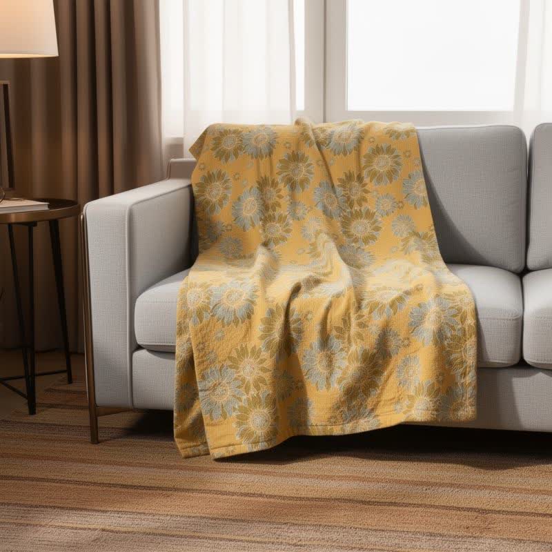 Ownkoti Vintage Orange Sunflower Cotton Blanket - image 1