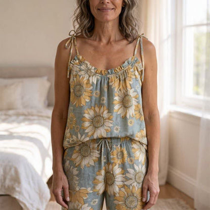 Ownkoti Sunflower Bloom Tie Strap Cami Loungewear Set - image 2