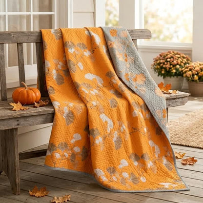 Ownkoti Reversible Ginkgo Botanical Quilted Blanket - image 11