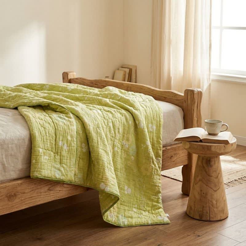 Ownkoti Soft Green Floral Reversible Cotton Quilt - image 1