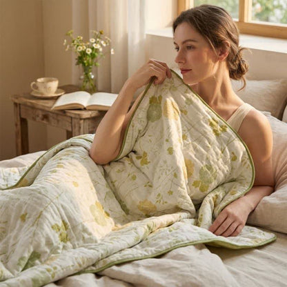Ownkoti Soft Green Floral Reversible Cotton Quilt - image 9