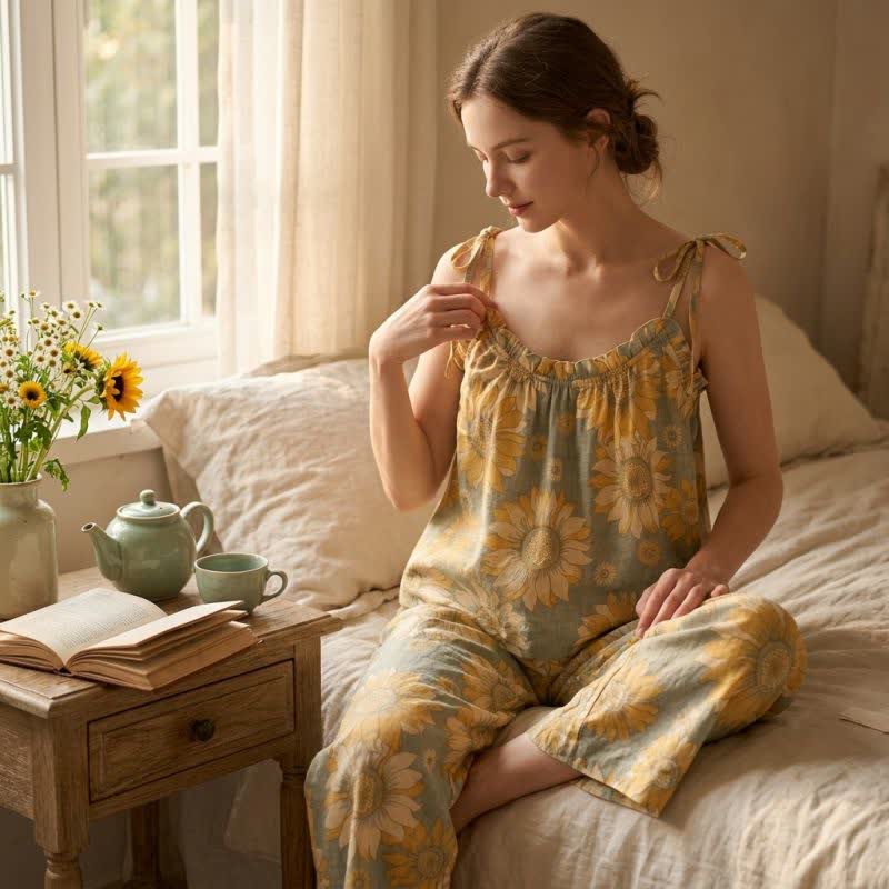 Ownkoti Sunflower Bloom Tie Strap Cami Loungewear Set - image 2