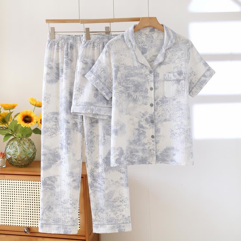 Ownkoti Watercolor 3-Piece Cotton Gauze Pajama Set - image 1