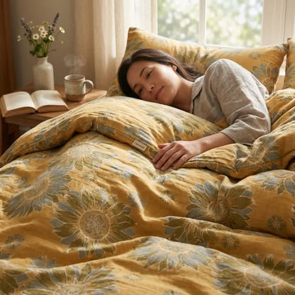 Ownkoti Vintage Sunflower Orange Cotton Bedding Set - image 5