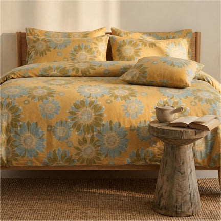 Ownkoti Vintage Sunflower Orange Cotton Bedding Set - Orange - 20" x 37" - 2PCS Pillowcases - image 0