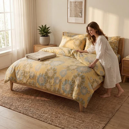 Ownkoti Vintage Sunflower Orange Cotton Bedding Set - image 6