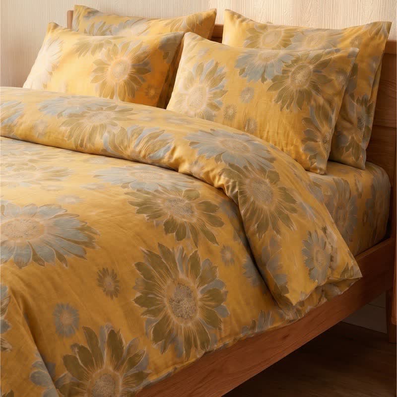 Ownkoti Vintage Sunflower Orange Cotton Bedding Set - image 1