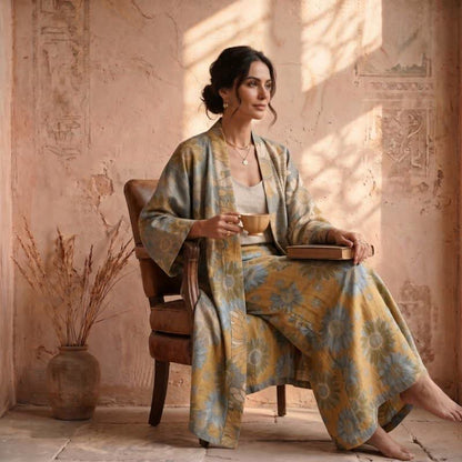 Ownkoti Vintage Sunflower Cotton Kimono Bathrobe - image 10