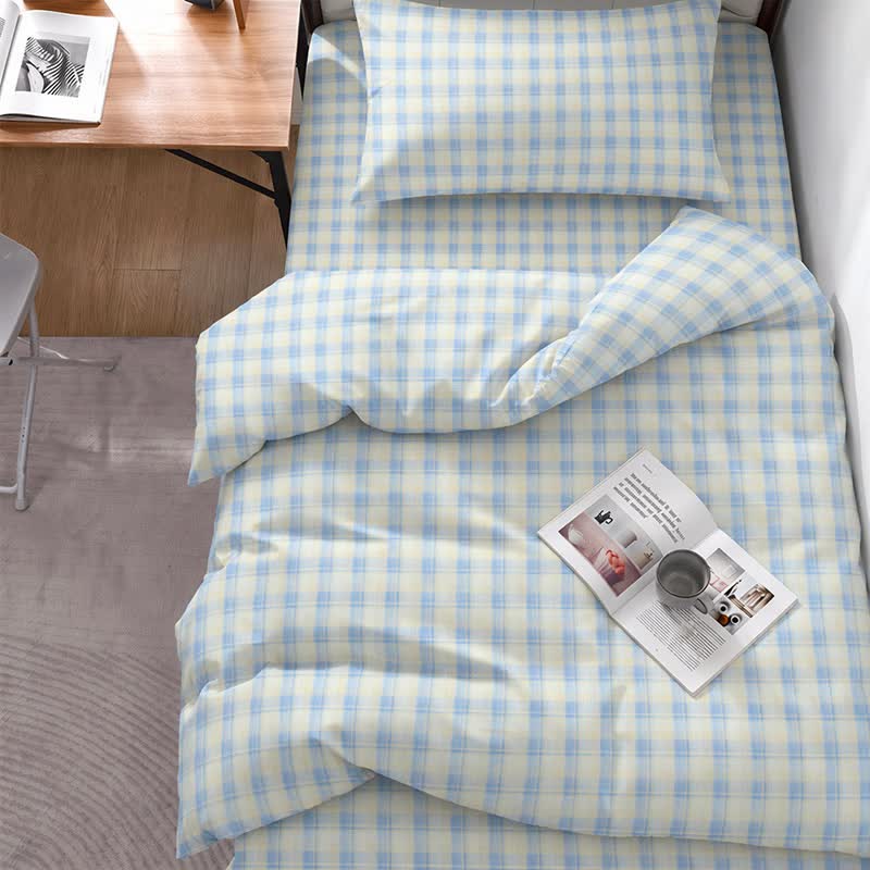 Ownkoti Pastel Plaid Twin XL Dorm Bedding Set - Twin XL - Blue Plaid - 5-Piece Complete Set - image 0