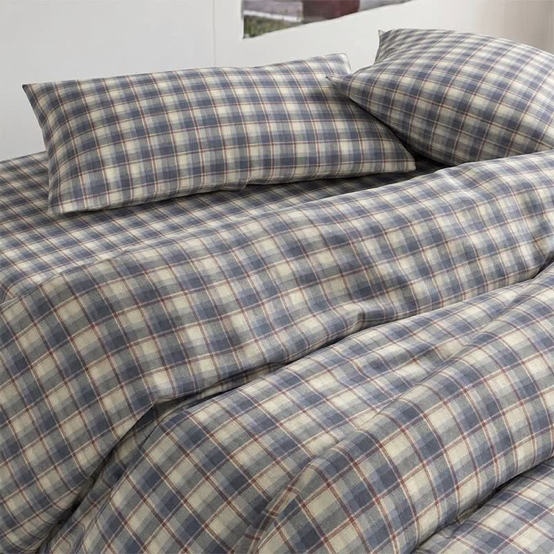 Ownkoti Pastel Plaid Twin XL Dorm Bedding Set - Twin XL - Dark Blue Plaid - 5-Piece Complete Set - image 11
