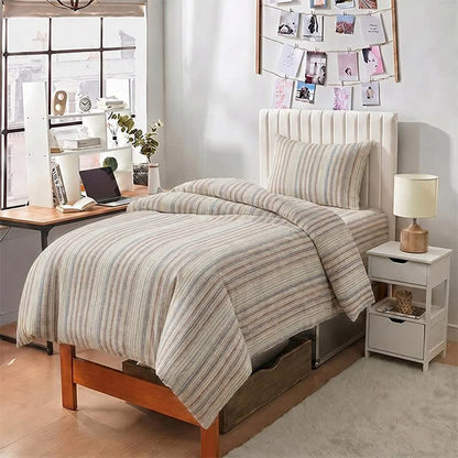 Ownkoti Minimalist Fine Stripe Neutral College Bedding Set - image 3