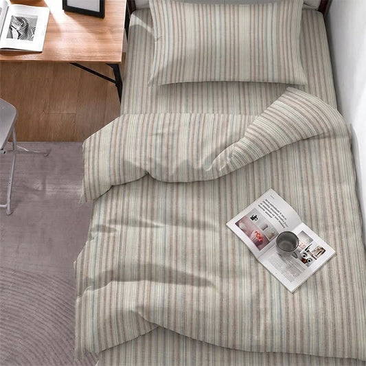 Ownkoti Minimalist Fine Stripe Neutral College Bedding Set - Twin XL - Grey Brown Stripe - 5-Piece Complete Set - image 0