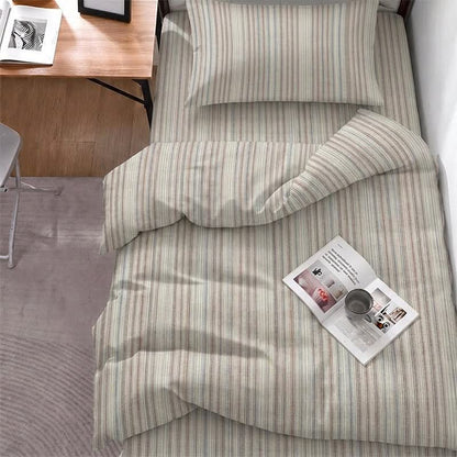 Ownkoti Minimalist Fine Stripe Neutral College Bedding Set - Twin XL - Grey Brown Stripe - 5-Piece Complete Set - image 0