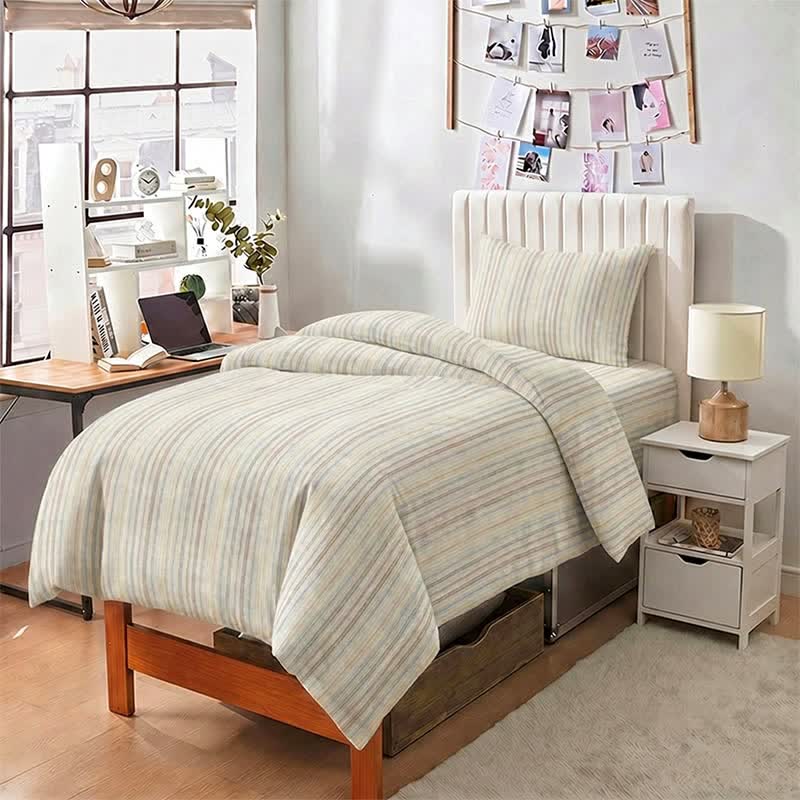 Ownkoti Minimalist Fine Stripe Neutral College Bedding Set - image 9