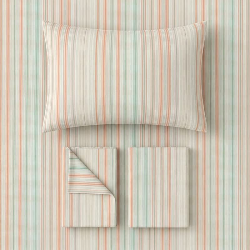 Ownkoti Pastel Pinstripe Minimalist Dorm Bedding Set - image 1