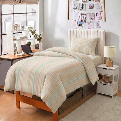 Ownkoti Pastel Pinstripe Minimalist Dorm Bedding Set - image 2