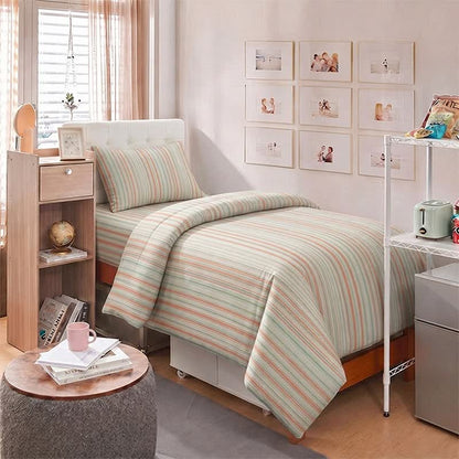 Ownkoti Pastel Pinstripe Minimalist Dorm Bedding Set - image 3