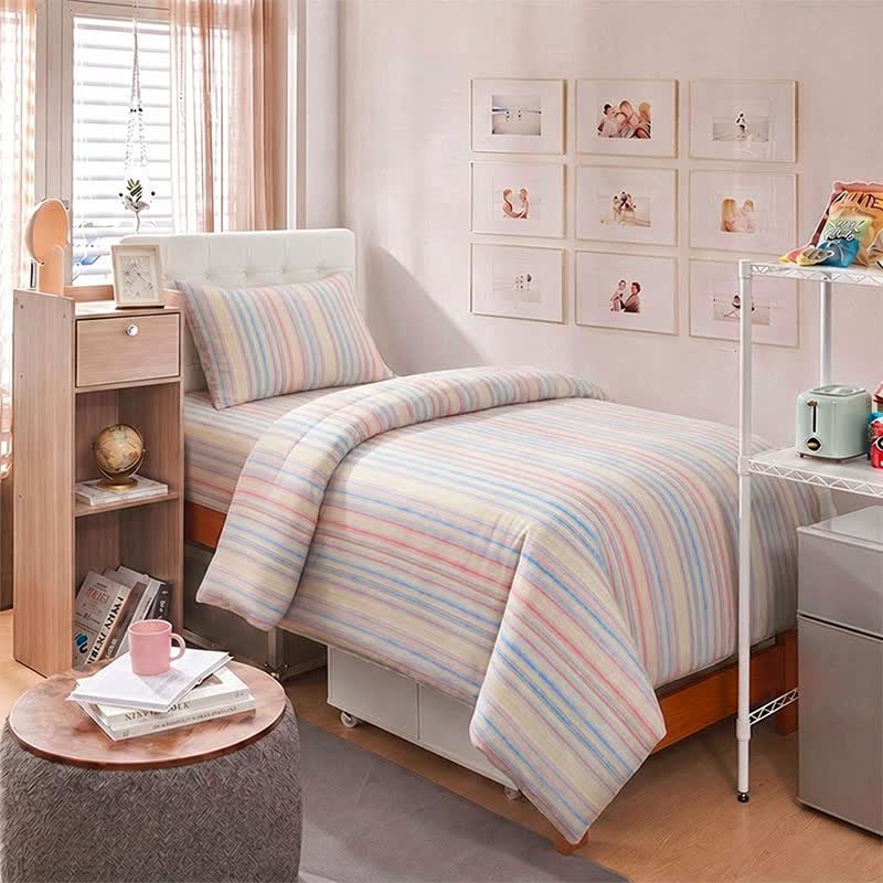 Ownkoti Pastel Pinstripe Minimalist Dorm Bedding Set - image 9