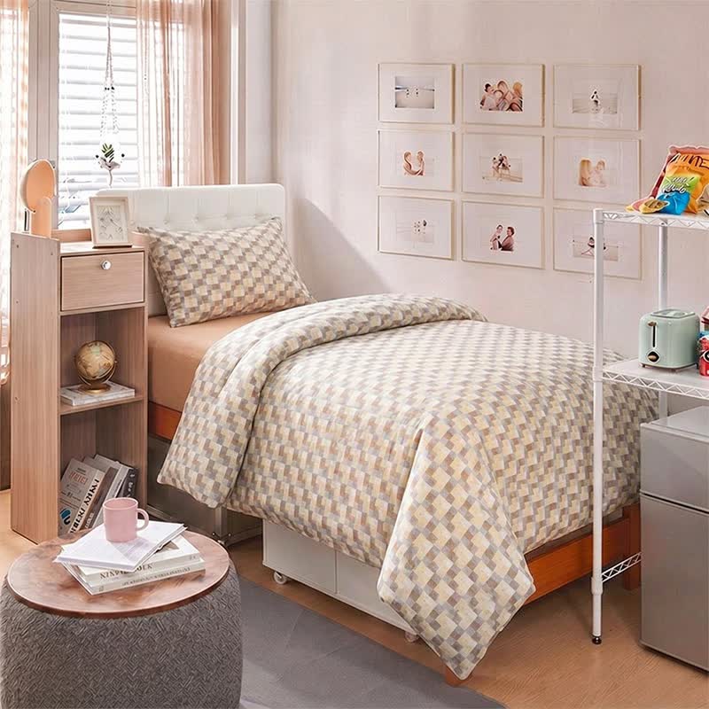 Ownkoti Warm Neutral Mosaic Check Bedding Set - image 2