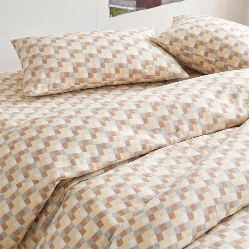 Ownkoti Warm Neutral Mosaic Check Bedding Set - image 5