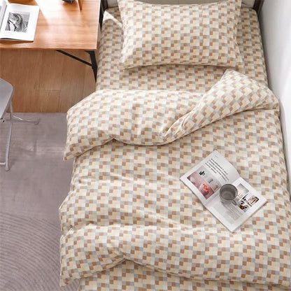 Ownkoti Warm Neutral Mosaic Check Bedding Set - Twin XL - Brown Plaid - 5-Piece Complete Set - image 0