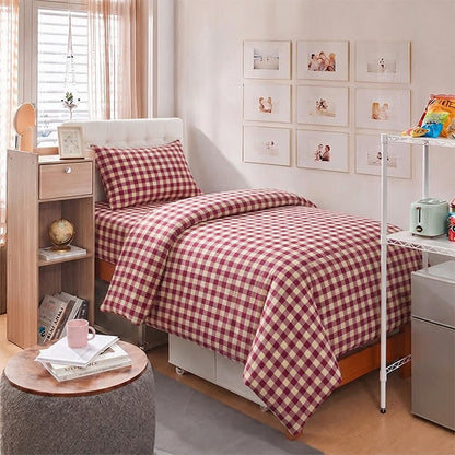Ownkoti Red Gingham Twin XL Dorm Bedding Set - Twin XL - Red Plaid - 5-Piece Complete Set - image 0