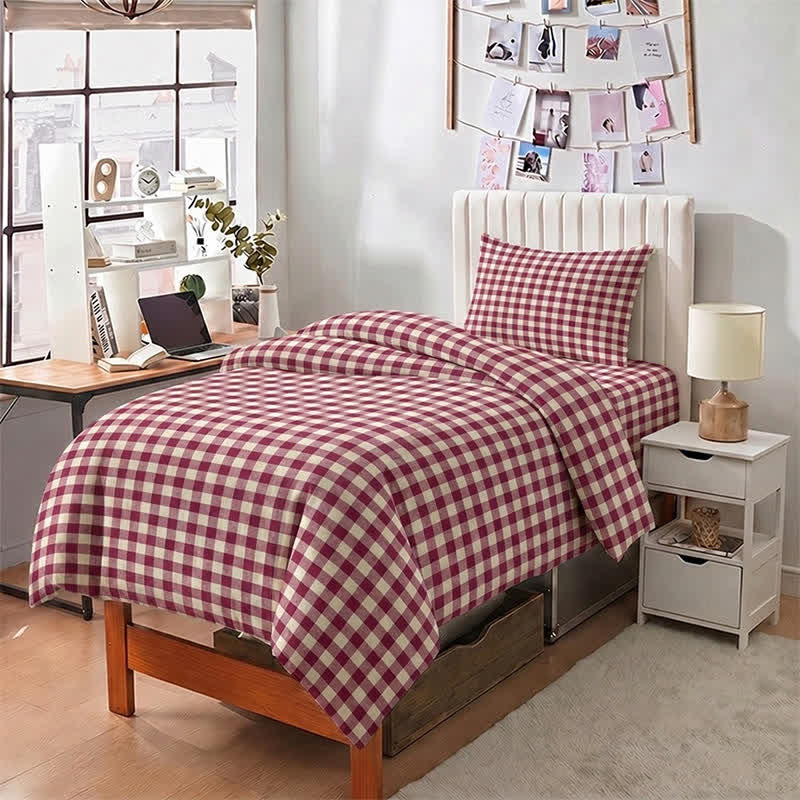 Ownkoti Red Gingham Twin XL Dorm Bedding Set - image 2