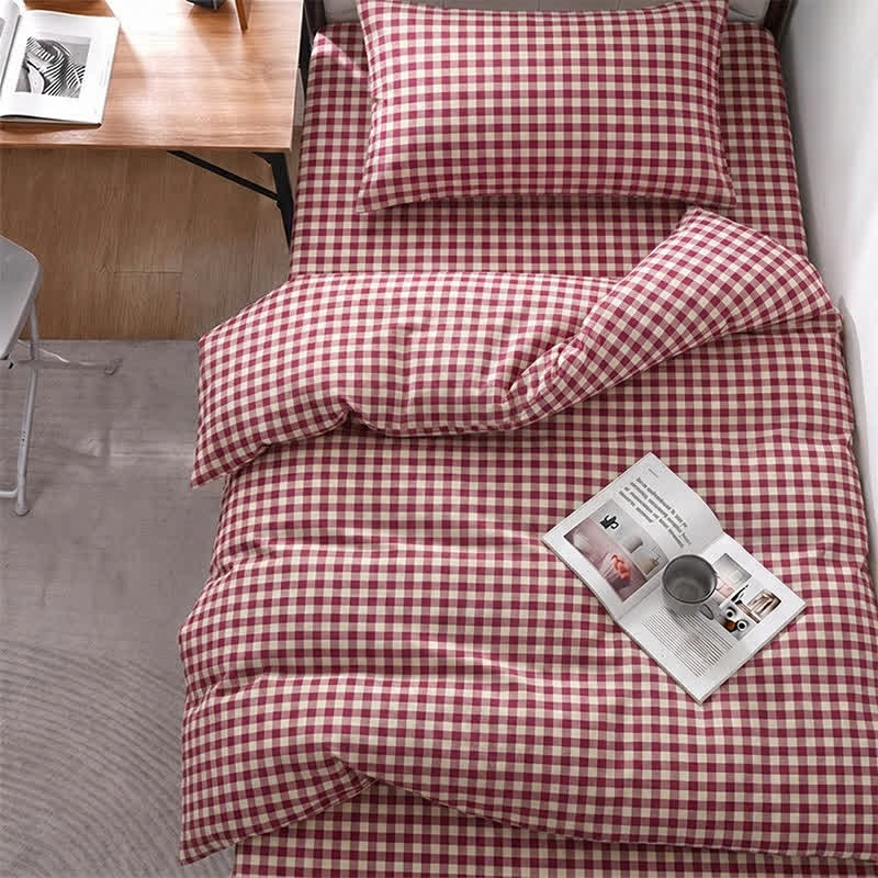 Ownkoti Red Gingham Twin XL Dorm Bedding Set - image 1