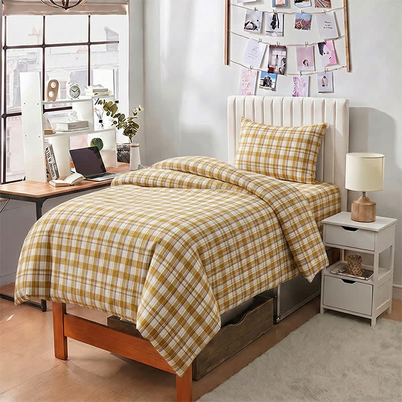 Ownkoti Mustard Plaid Twin XL Dorm Bedding Set - image 3