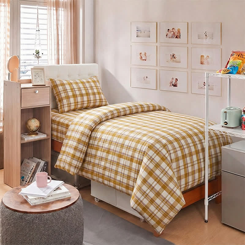 Ownkoti Mustard Plaid Twin XL Dorm Bedding Set - image 4