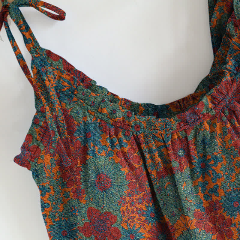 Ownkoti Vintage Floral Tie Strap Loungewear Set - image 1