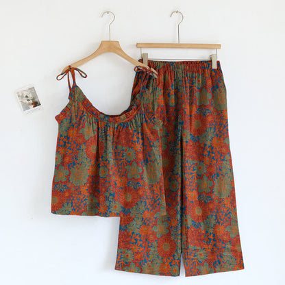 Ownkoti Vintage Floral Tie Strap Loungewear Set - image 3