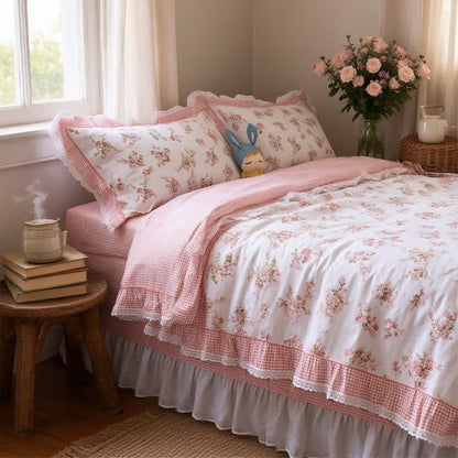 Ownkoti Vintage Floral Ruffle Cotton Bedding Set - image 2