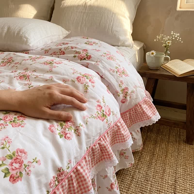 Ownkoti Vintage Floral Ruffle Cotton Bedding Set - image 4