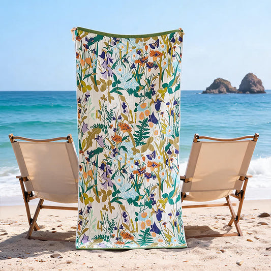 Ownkoti 4-Layer Floral Cotton Muslin Beach & Bath Towel - 1 x Bath & 1 x Hand - 2PCS - 31"W x 63"L & 14"W x 29"L - image 0