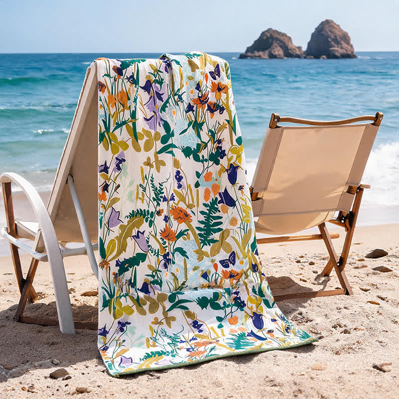 Ownkoti 4-Layer Floral Cotton Muslin Beach & Bath Towel - image 4