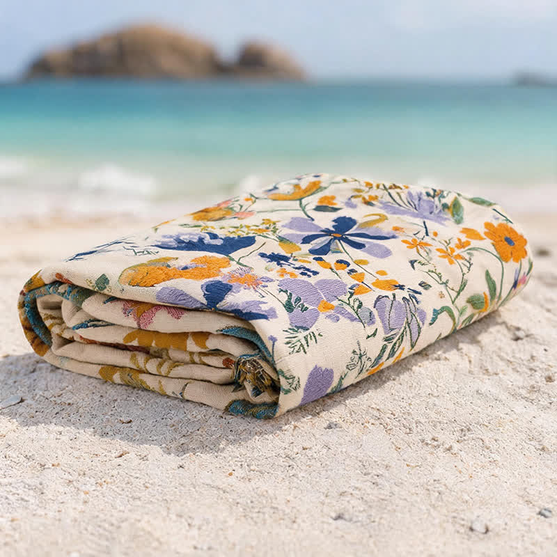 Ownkoti Botanical Floral 4-Layer Muslin Beach & Bath Towel - image 7