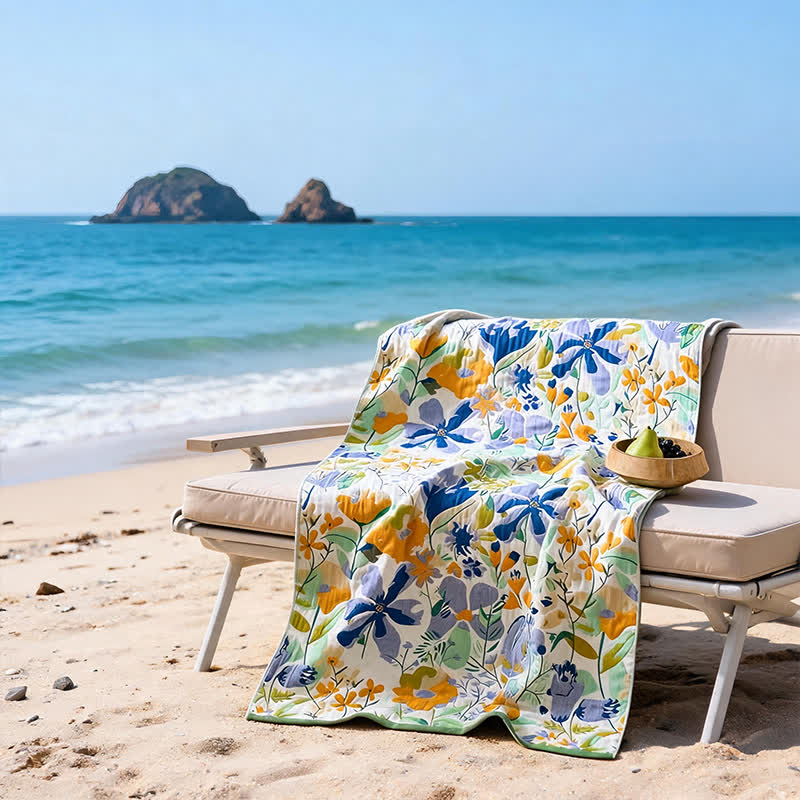 Ownkoti Botanical Floral 4-Layer Muslin Beach & Bath Towel - image 2