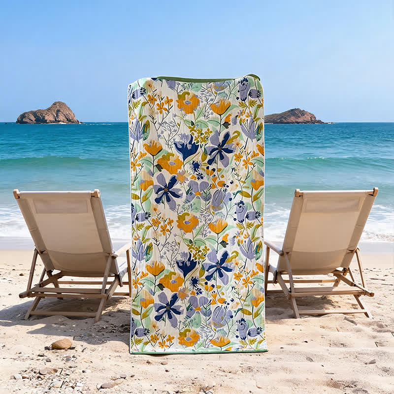 Ownkoti Botanical Floral 4-Layer Muslin Beach & Bath Towel - 1 x Bath & 1 x Hand - 2PCS - 31"W x 63"L & 14"W x 29"L - image 0