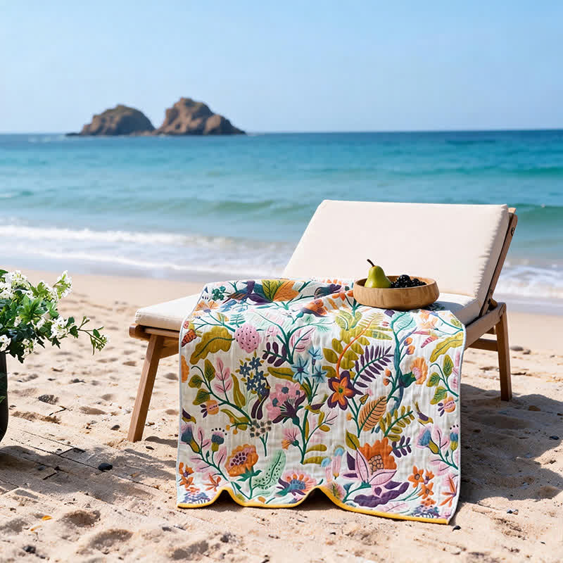 Ownkoti Floral 4-Layer Muslin Cotton Beach & Bath Towel - image 5