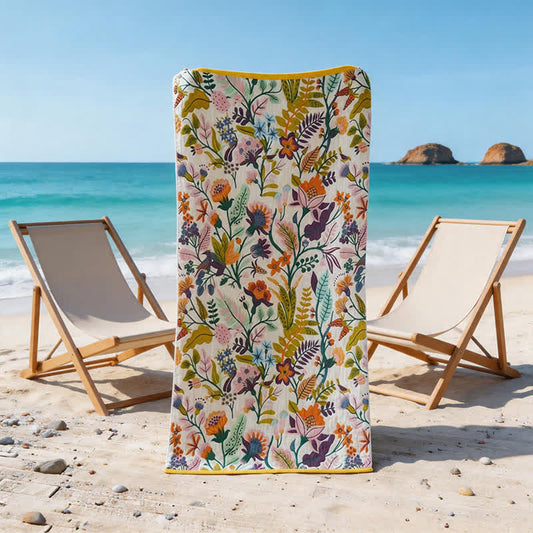 Ownkoti Floral 4-Layer Muslin Cotton Beach & Bath Towel - 1 x Bath & 1 x Hand - 2PCS - 31"W x 63"L & 14"W x 29"L - image 0