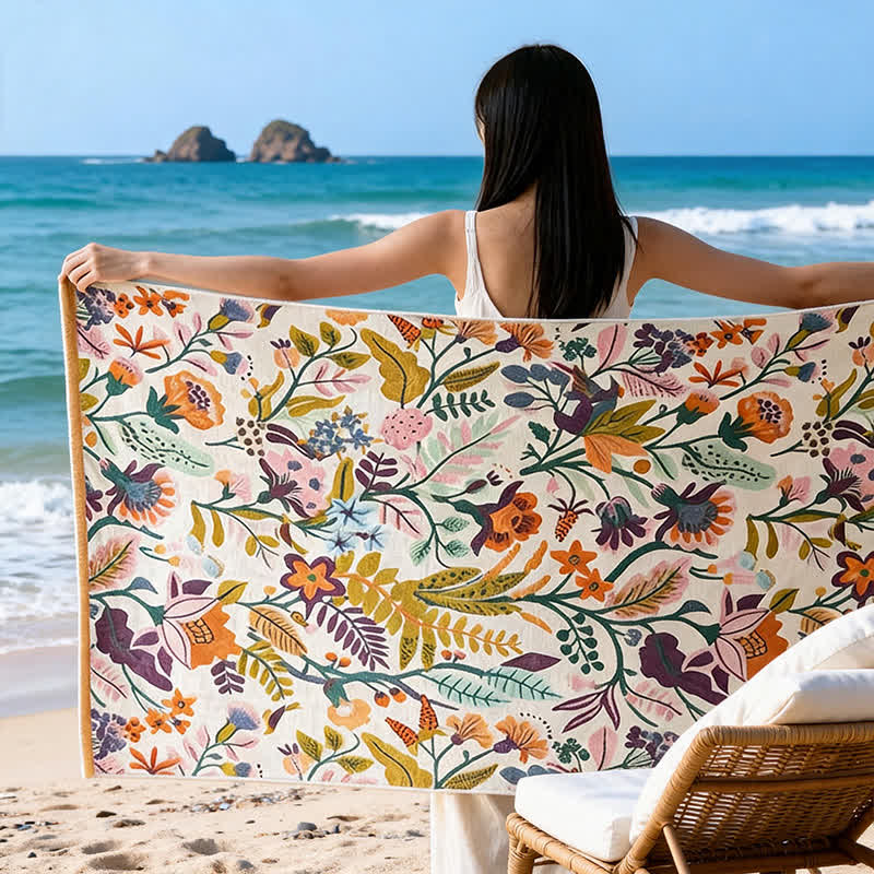 Ownkoti Floral 4-Layer Muslin Cotton Beach & Bath Towel - image 4