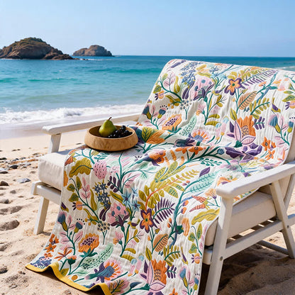 Ownkoti Floral 4-Layer Muslin Cotton Beach & Bath Towel - image 2