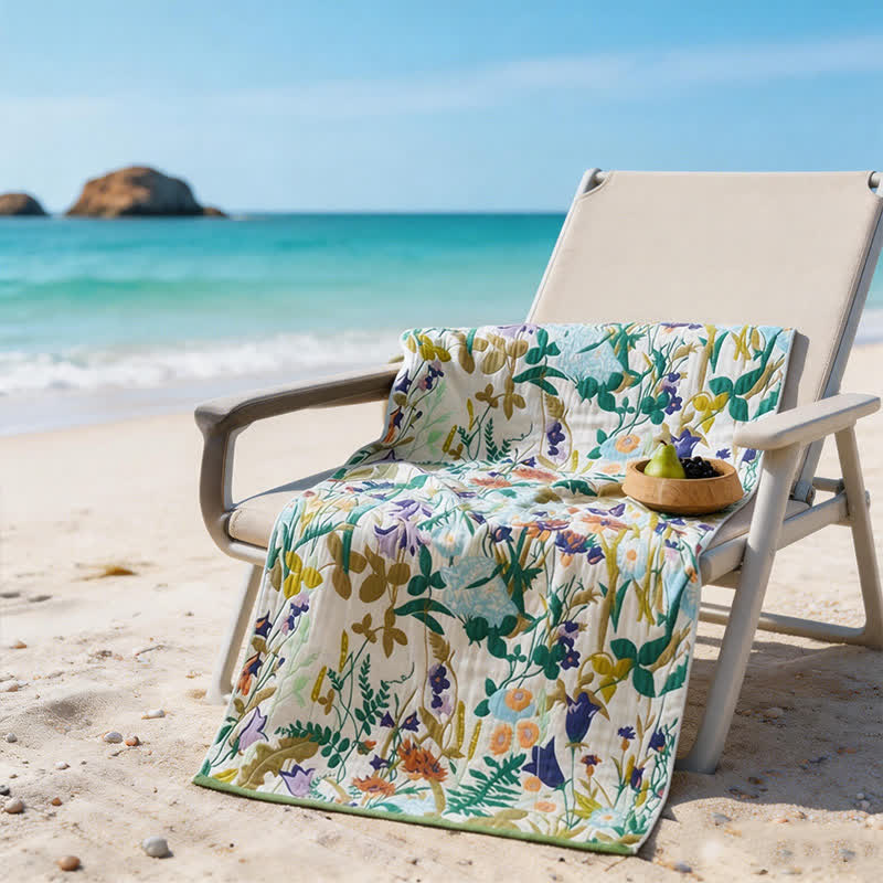 Ownkoti 4-Layer Floral Cotton Muslin Beach & Bath Towel - image 2
