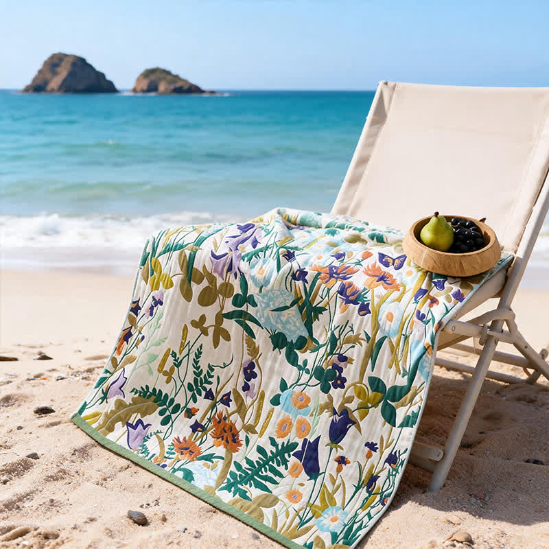 Ownkoti 4-Layer Floral Cotton Muslin Beach & Bath Towel - image 3