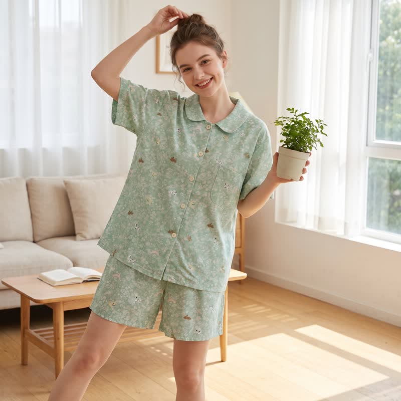 Ownkoti All-Over Dog Print Double Gauze Loungewear Set - image 1