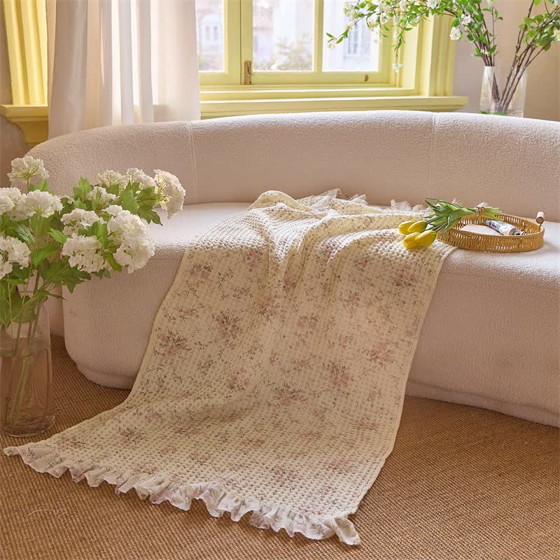 Ownkoti Cotton Waffle Weave Bath Towel with Ruffle Trim - image 1