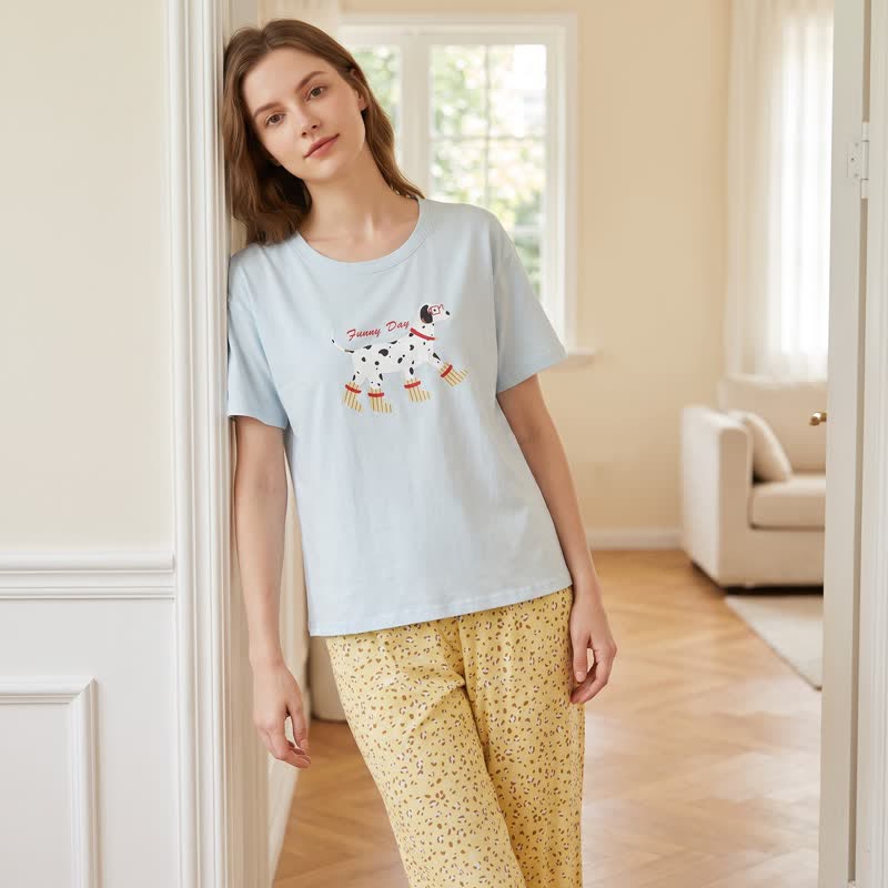 Ownkoti Cute Dog Graphic Cotton Loungewear Set - image 2