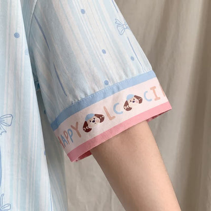 Ownkoti Sky Blue Puppy Print  Pajama Set - image 4
