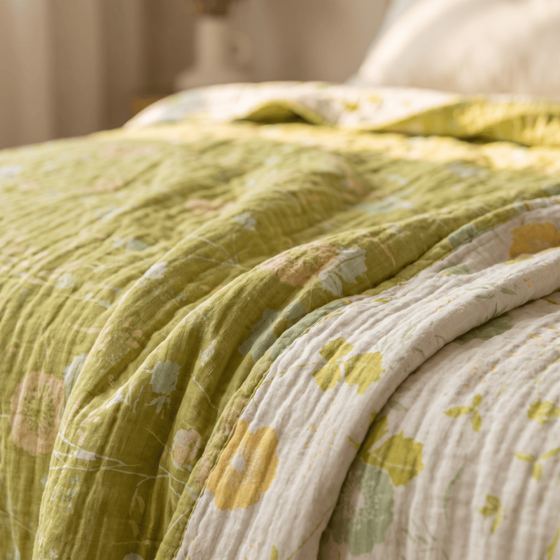 Ownkoti Soft Green Floral Reversible Cotton Quilt - image 7